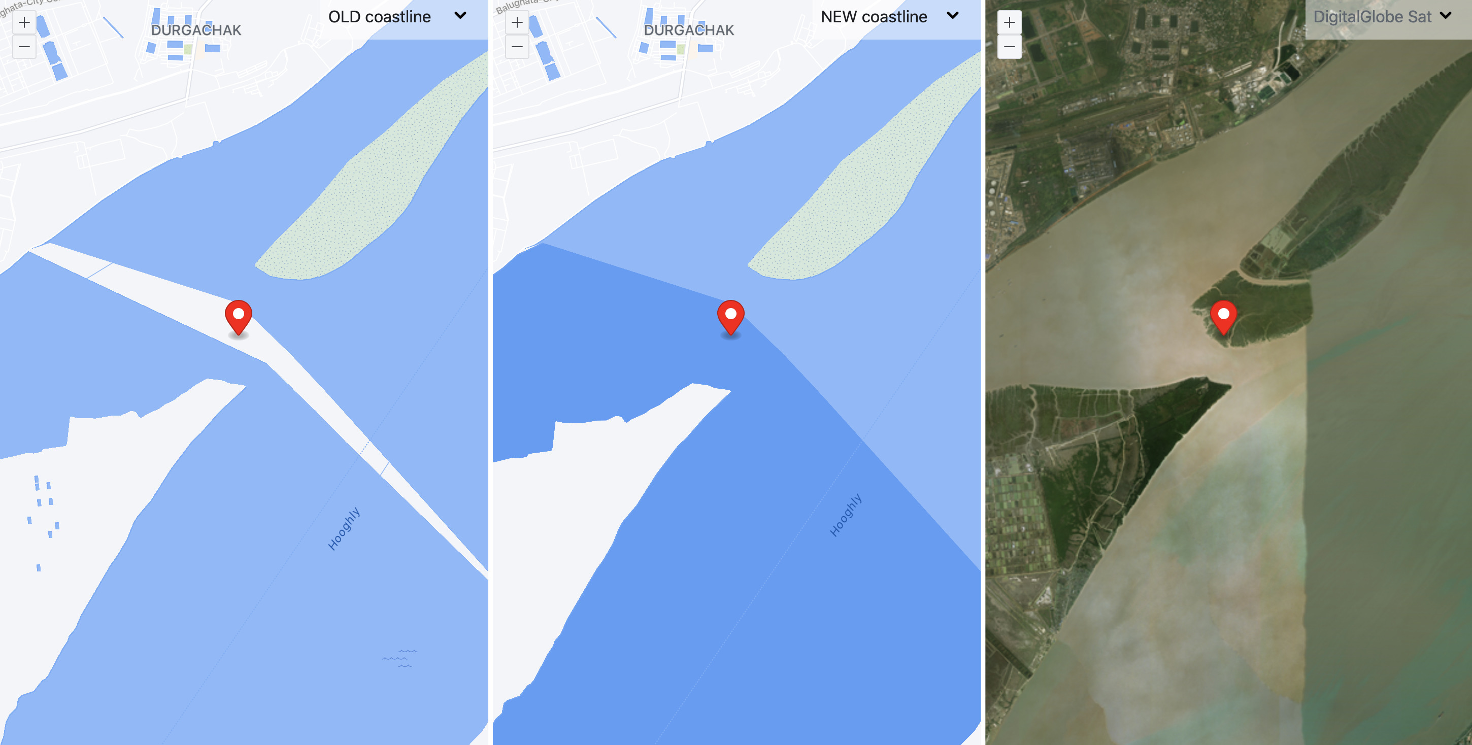 Coastline misalignments